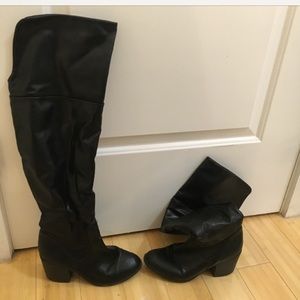 ON HOLD black thigh high boots